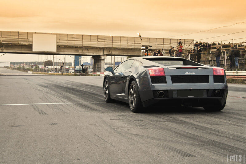 Gray Lamborghini on Track — Dramatic