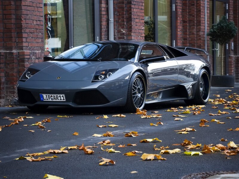 Gray Lamborghini sports car