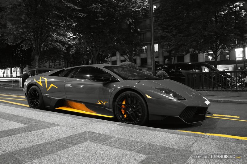 Gray Lamborghini Sports Car — Dramatic