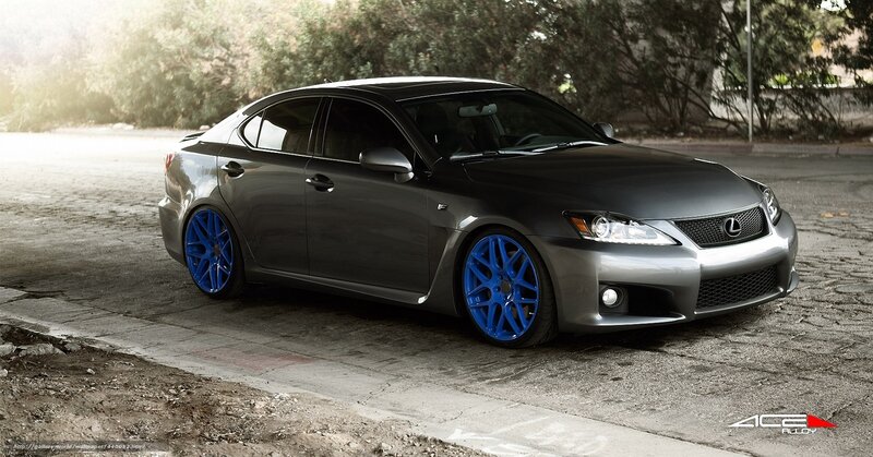 gray lexus with blue wheels