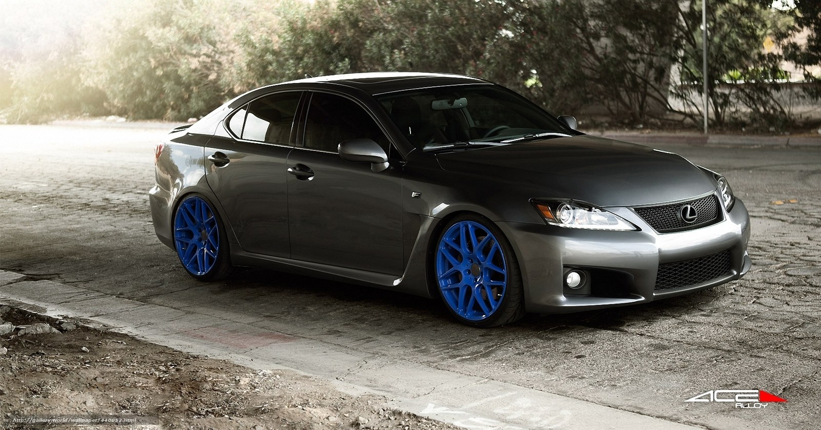 gray lexus with blue wheels