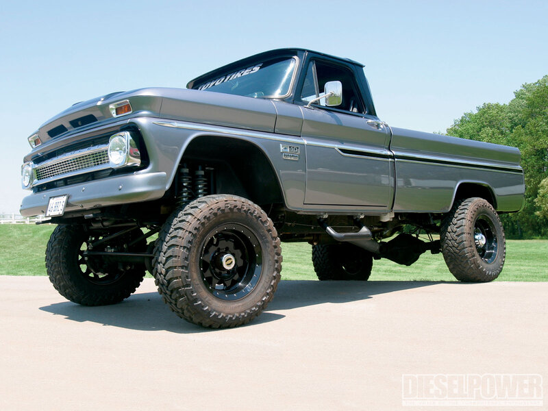 Gray Lifted Pickup Truck