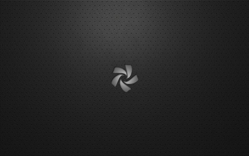 Gray Logo on Black Surface