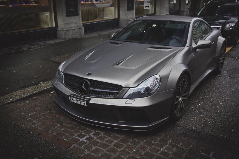 gray mercedes sports car
