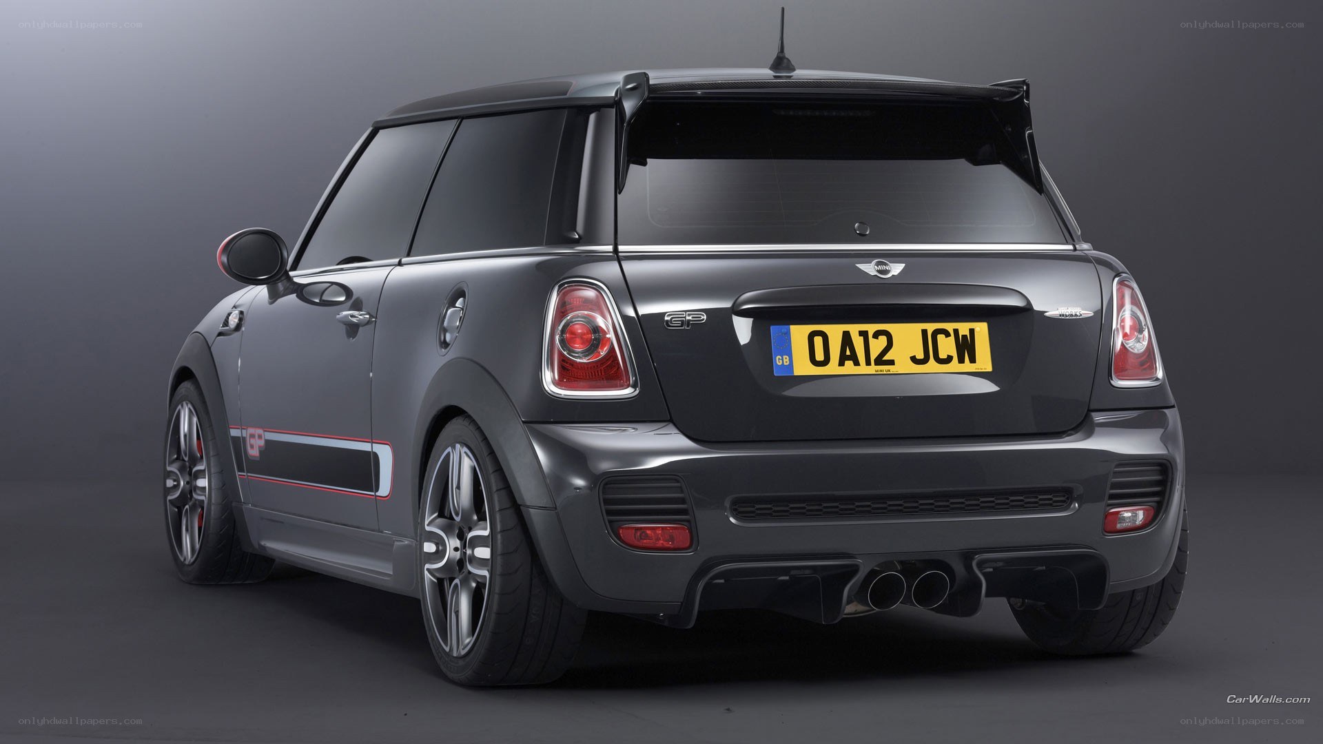 gray mini cooper gp rear view
