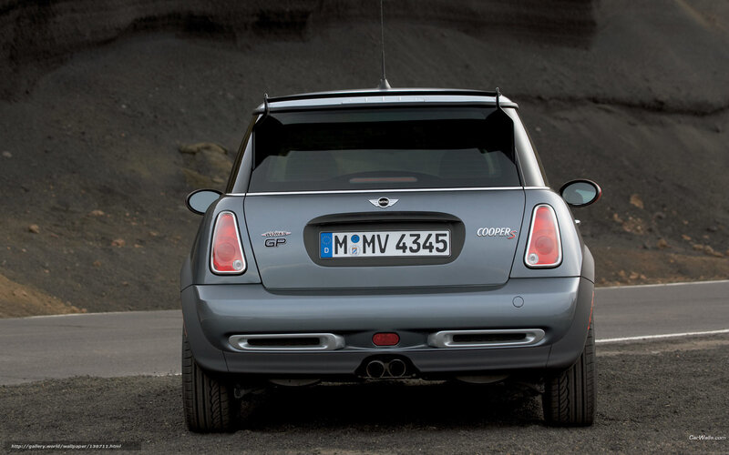 Gray Mini Cooper S rear view