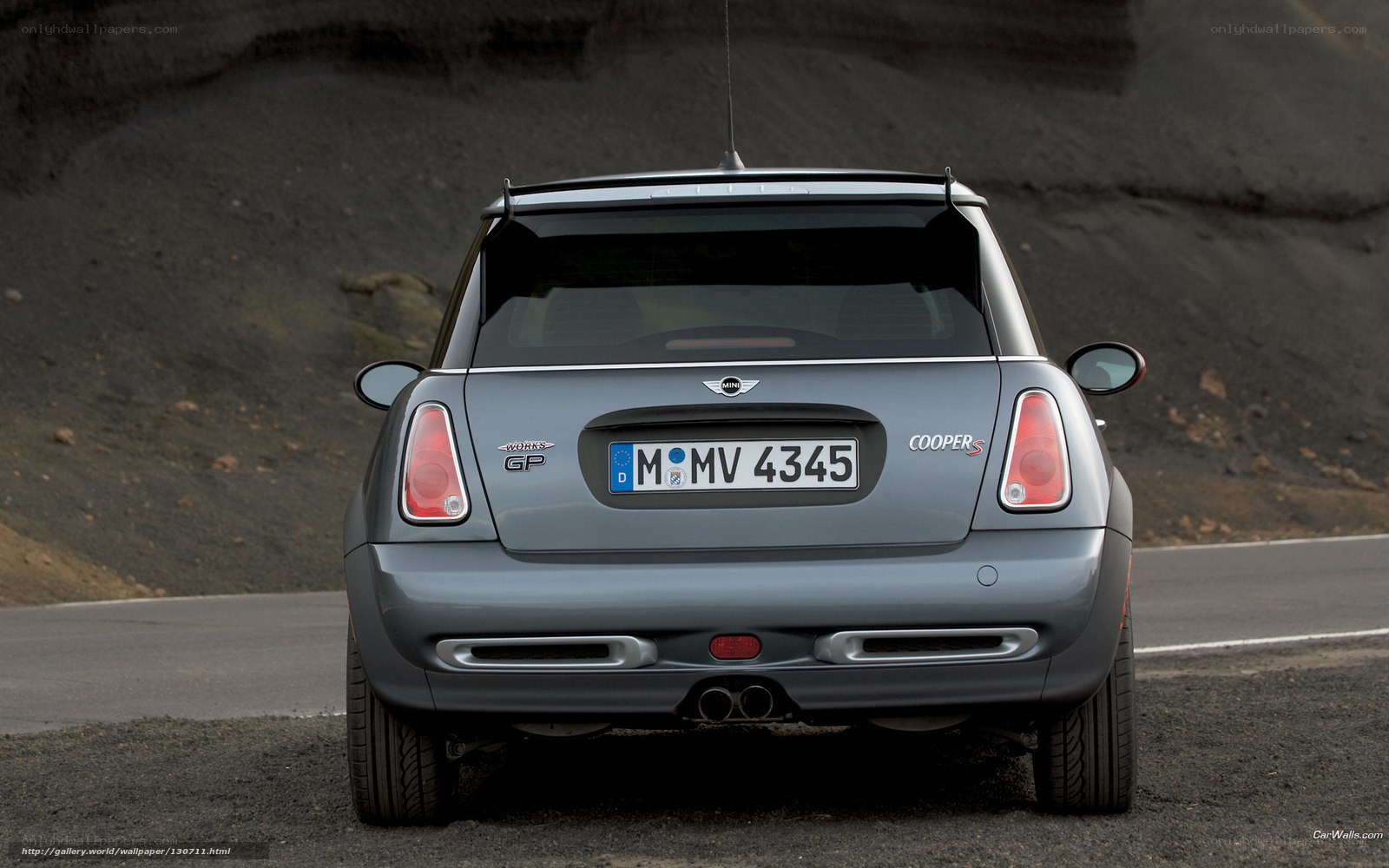 Gray Mini Cooper S rear view