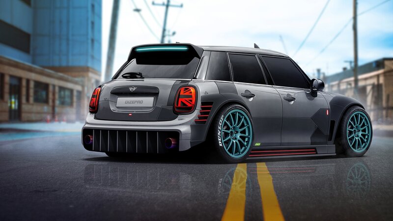 Gray Modified Mini Cooper
