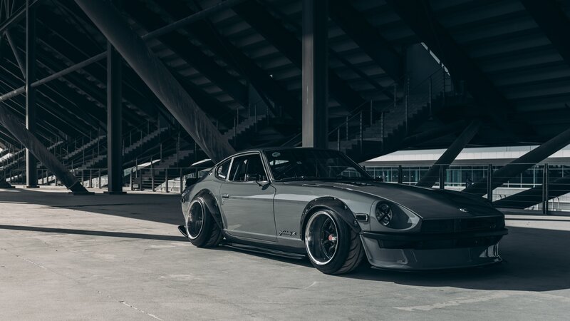Gray Modified Sports Car — Dramatic, Afternoon