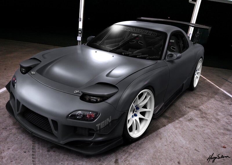 Gray Modified Sports Car — Dramatic, Night, Digital Art