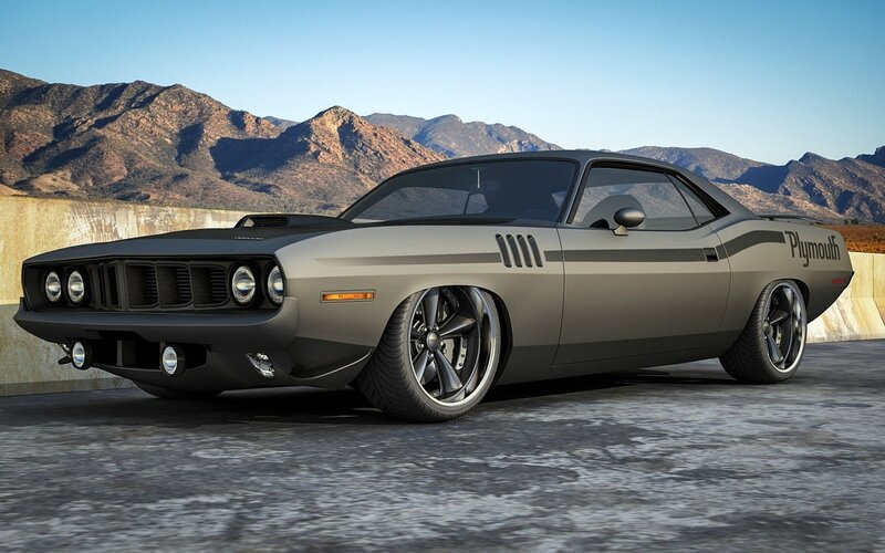 Gray Muscle Car — Dramatic, Afternoon, 3d Render, Mountains