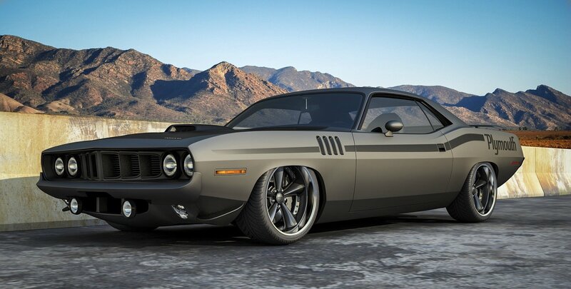 Gray Muscle Car — Dramatic, Afternoon, 3d Render