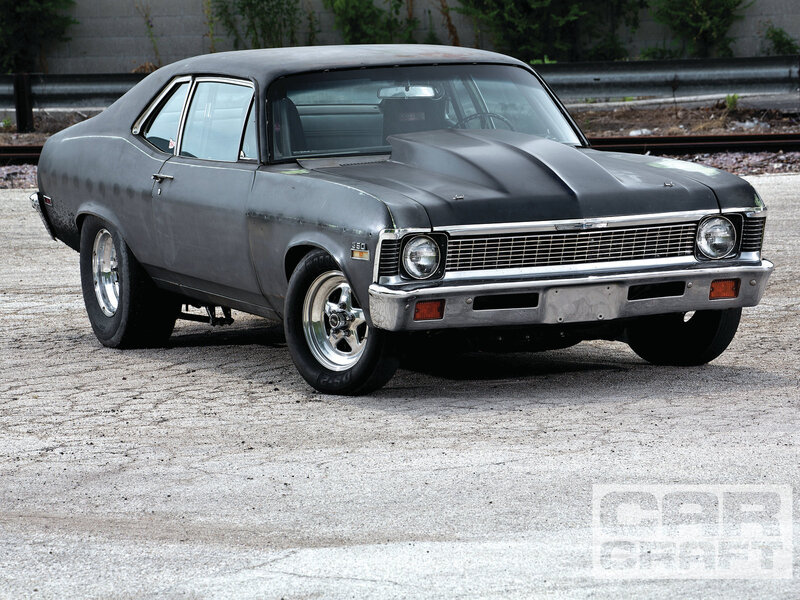 Gray Muscle Car — Dramatic, Afternoon, Photograph, Gravel Ground