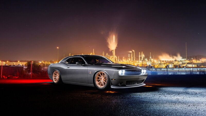 Gray Muscle Car — Dramatic, Night