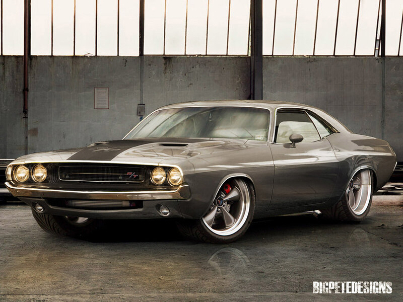 gray muscle car in garage