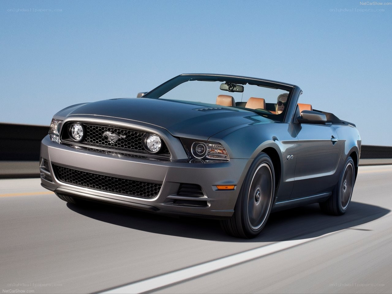 gray mustang convertible on road