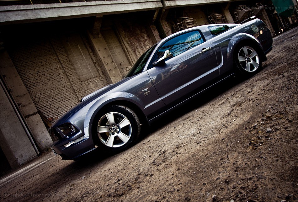 gray mustang on dirt road