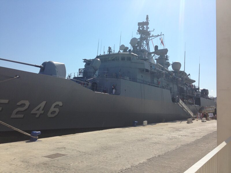 Gray Naval Warship — Calm, Afternoon, Photograph, Dock