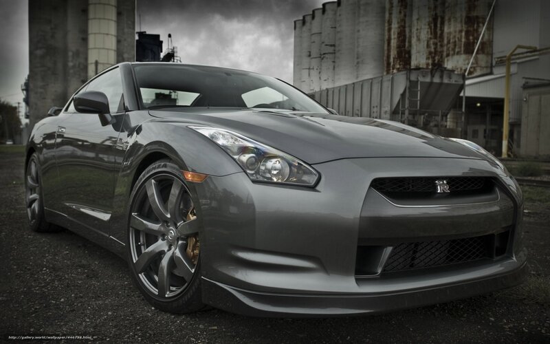 Gray Nissan GT-R in industrial setting