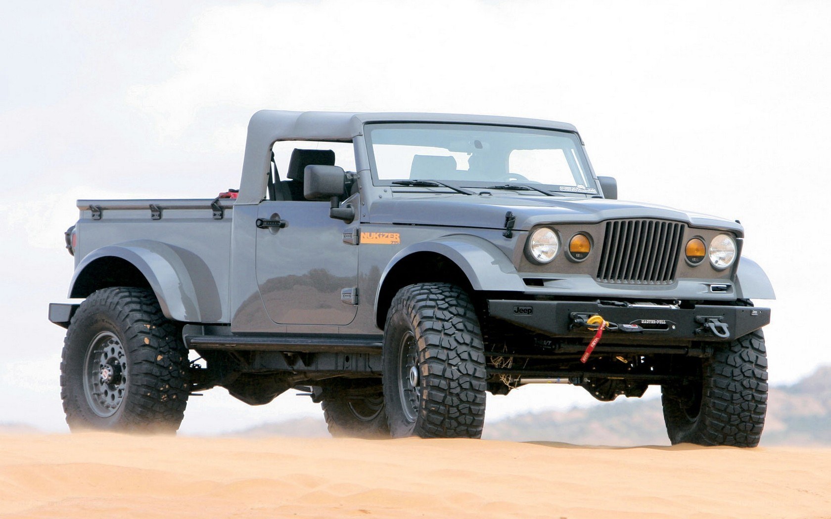 gray off-road pickup truck