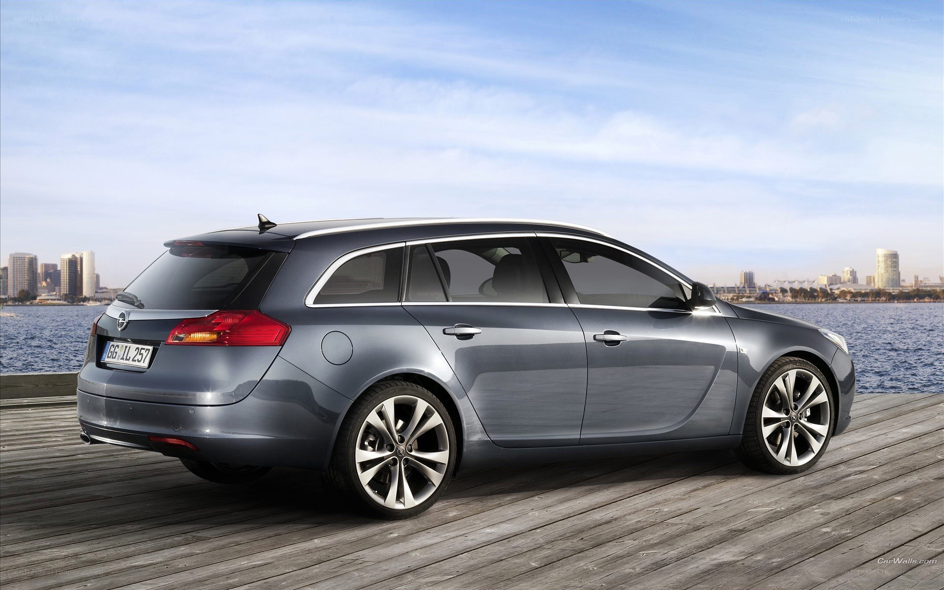 gray opel car on dock