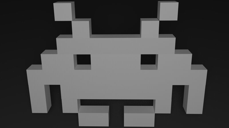Gray Pixelated Alien