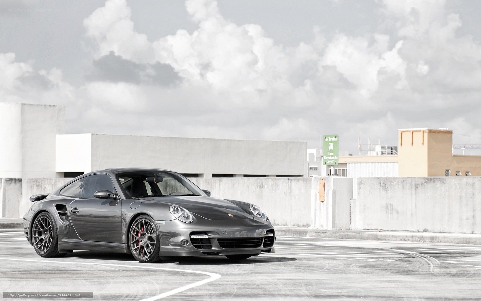 Gray Porsche on rooftop