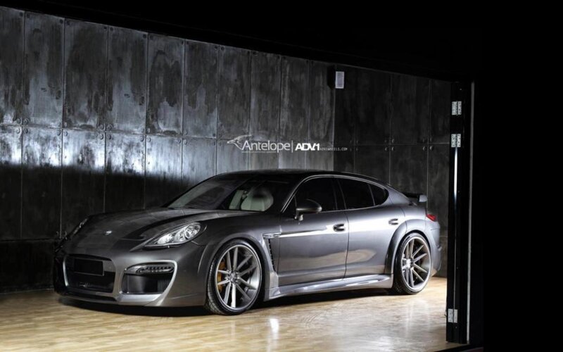 Gray Porsche Panamera — Dramatic, Night