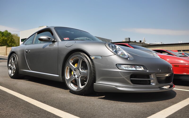 Gray Porsche sports car