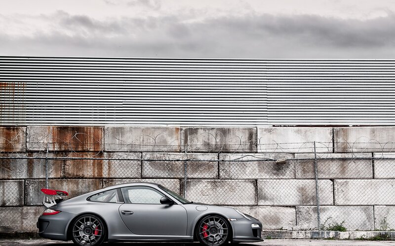 Gray Porsche sports car