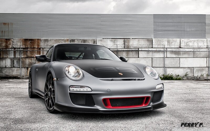 Gray Porsche Sports Car — Dramatic, Photograph