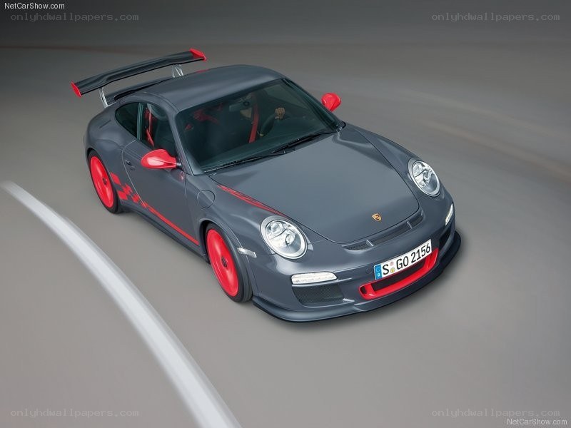gray porsche with red accents