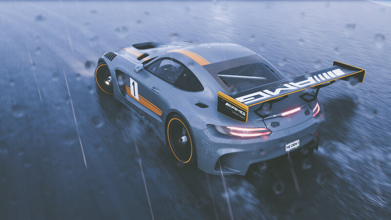 Gray Race Car on Wet Track