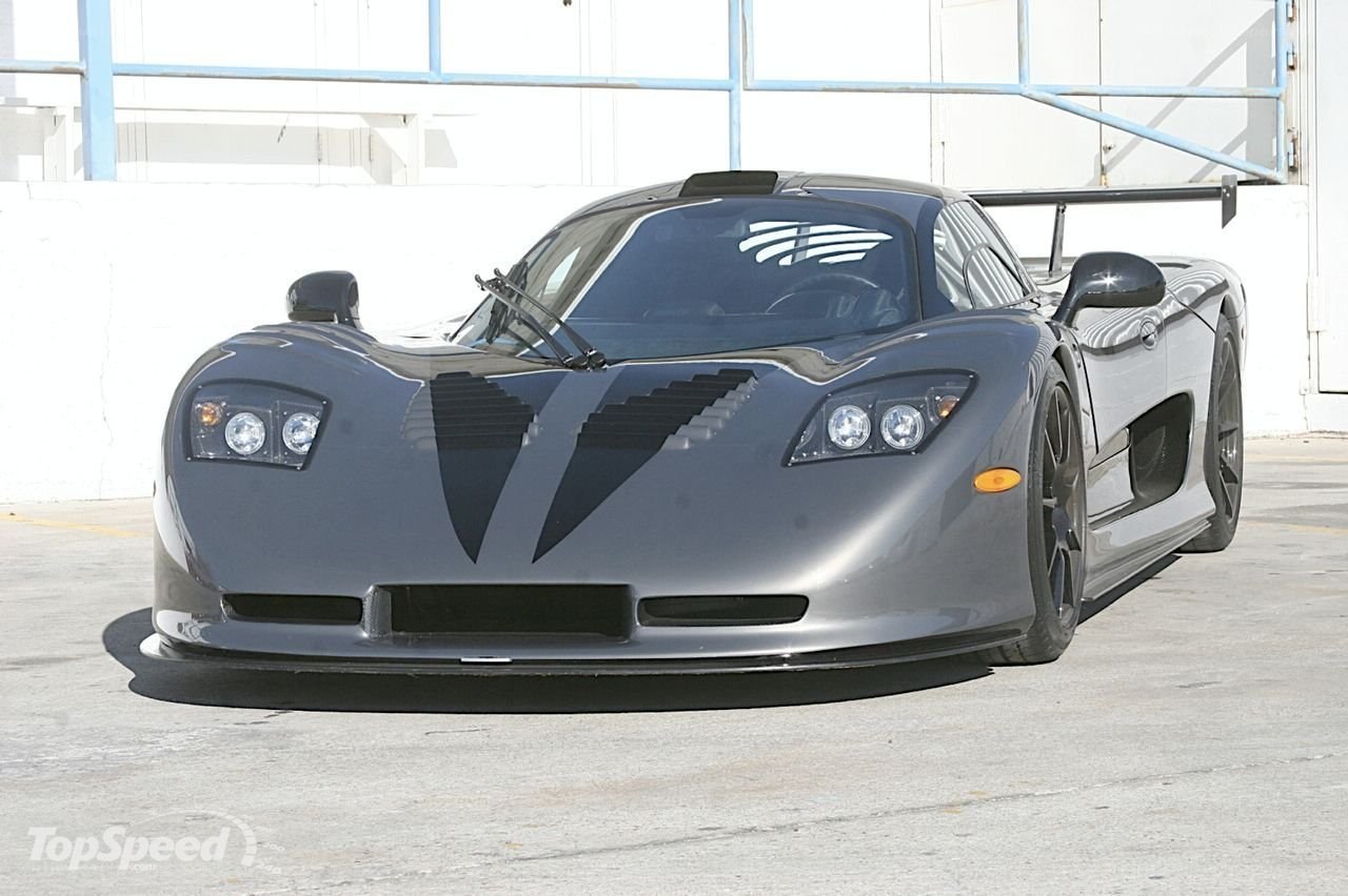 gray race car with black stripes