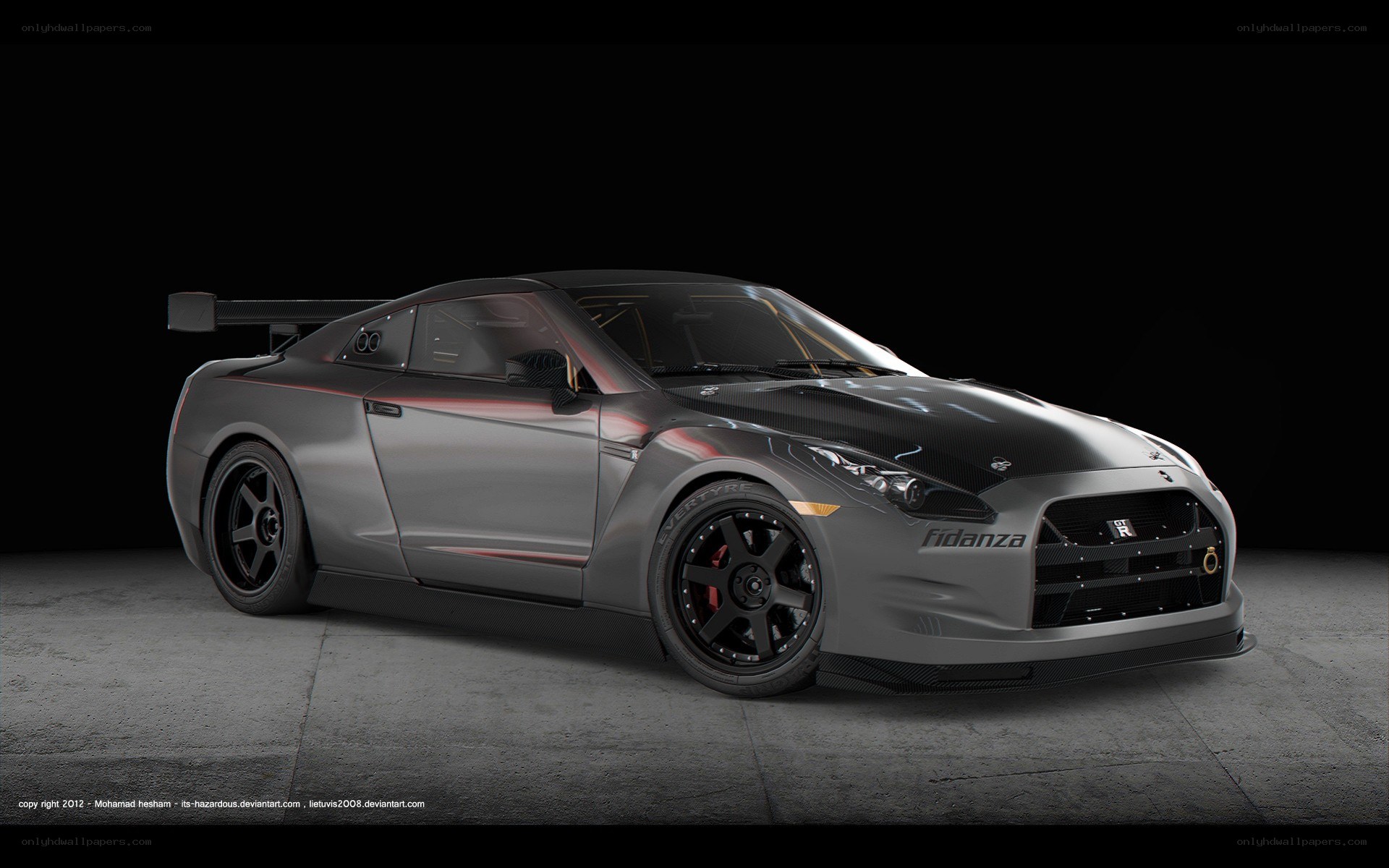 gray race car with carbon fiber