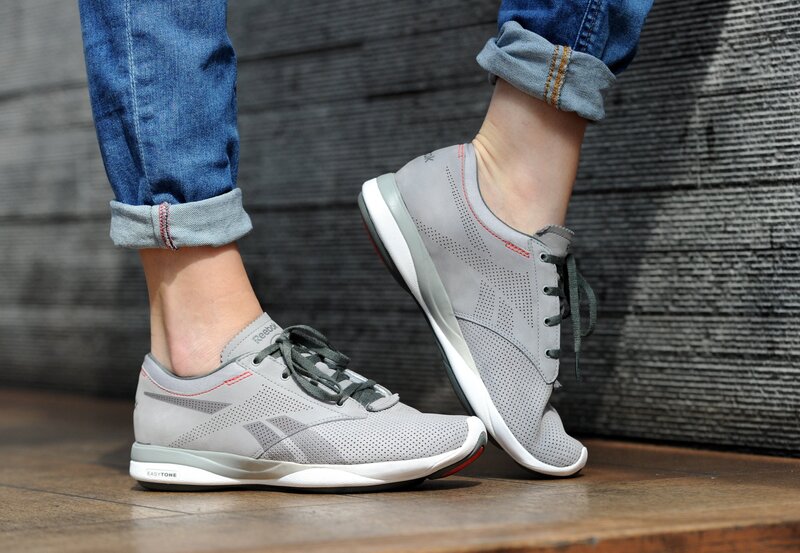 gray reebok sneakers