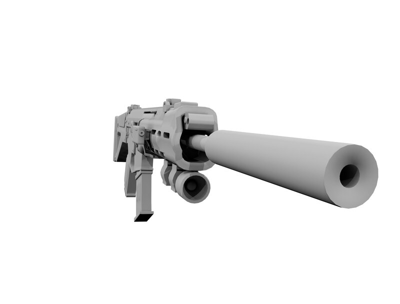 Gray Rifle with Silencer