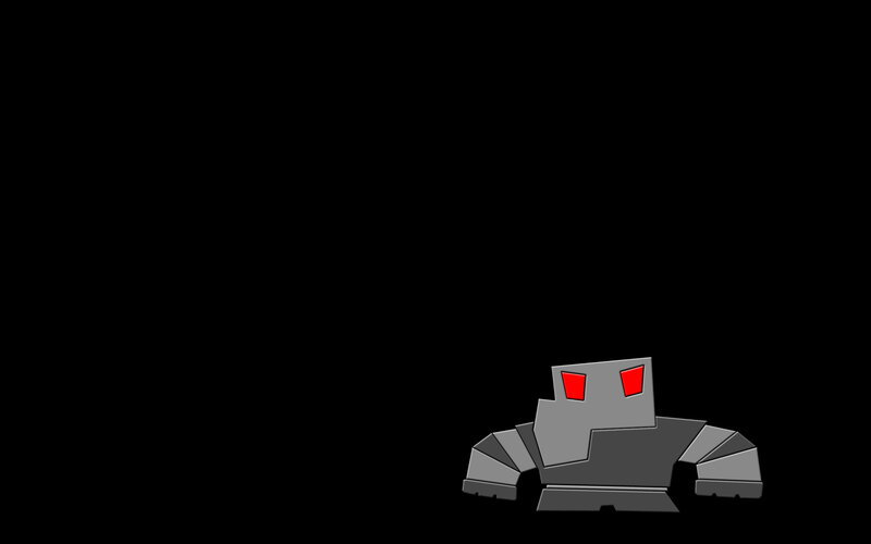 Gray Robot with Red Eyes
