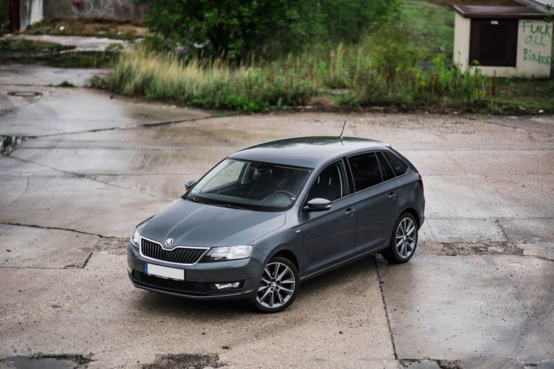 Gray Skoda Octavia — Overcast
