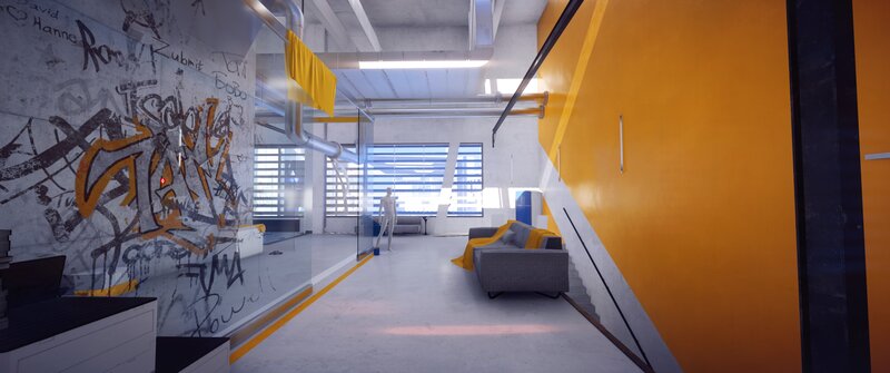 Gray Sofa in Hallway