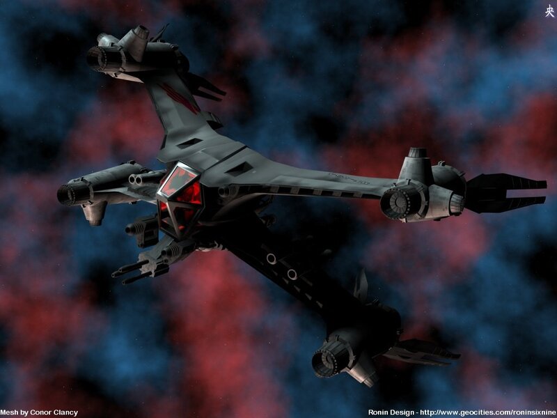 Gray Spaceship in Space