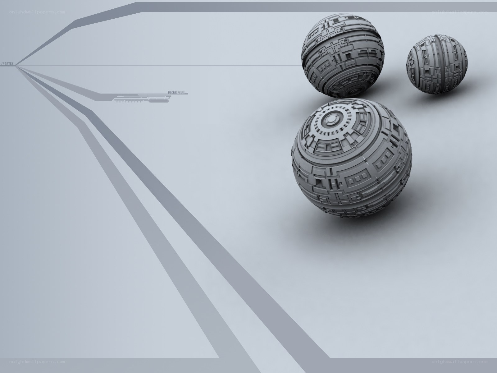 gray spheres on a futuristic background