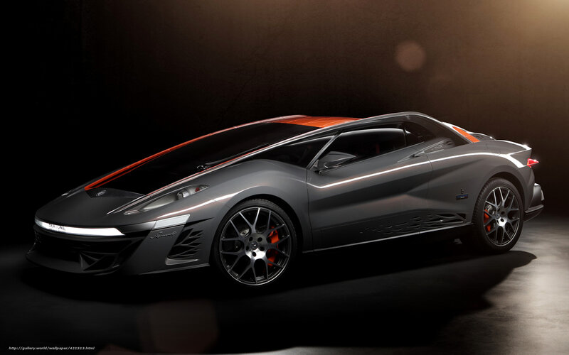 Gray Sports Car — Dramatic, 3d Render, Wheel