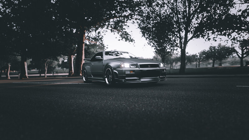Gray Sports Car — Dramatic, Night, 3d Render