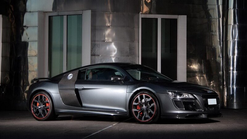 Gray Sports Car — Dramatic, Night, Photograph, Building