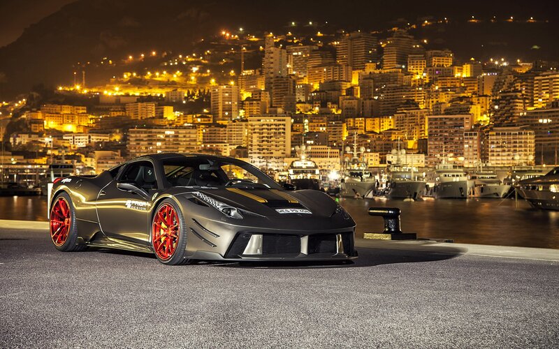 Gray Sports Car — Dramatic, Night, Photograph, City Lights