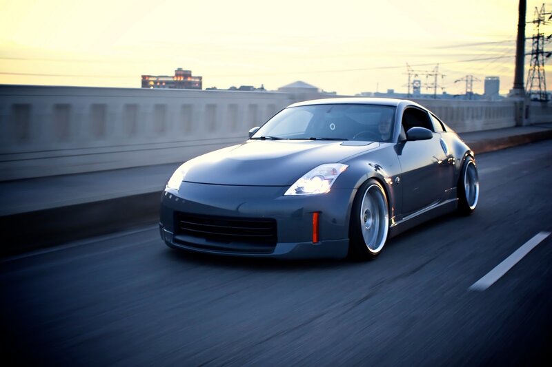 Gray Sports Car — Dramatic, Sunset, Photograph, Bridge