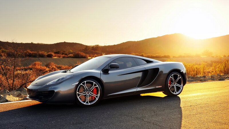 Gray Sports Car — Dramatic, Sunset, Photograph, Road, Mountains