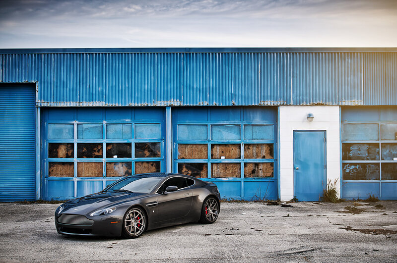 Gray Sports Car — Dramatic, Sunset