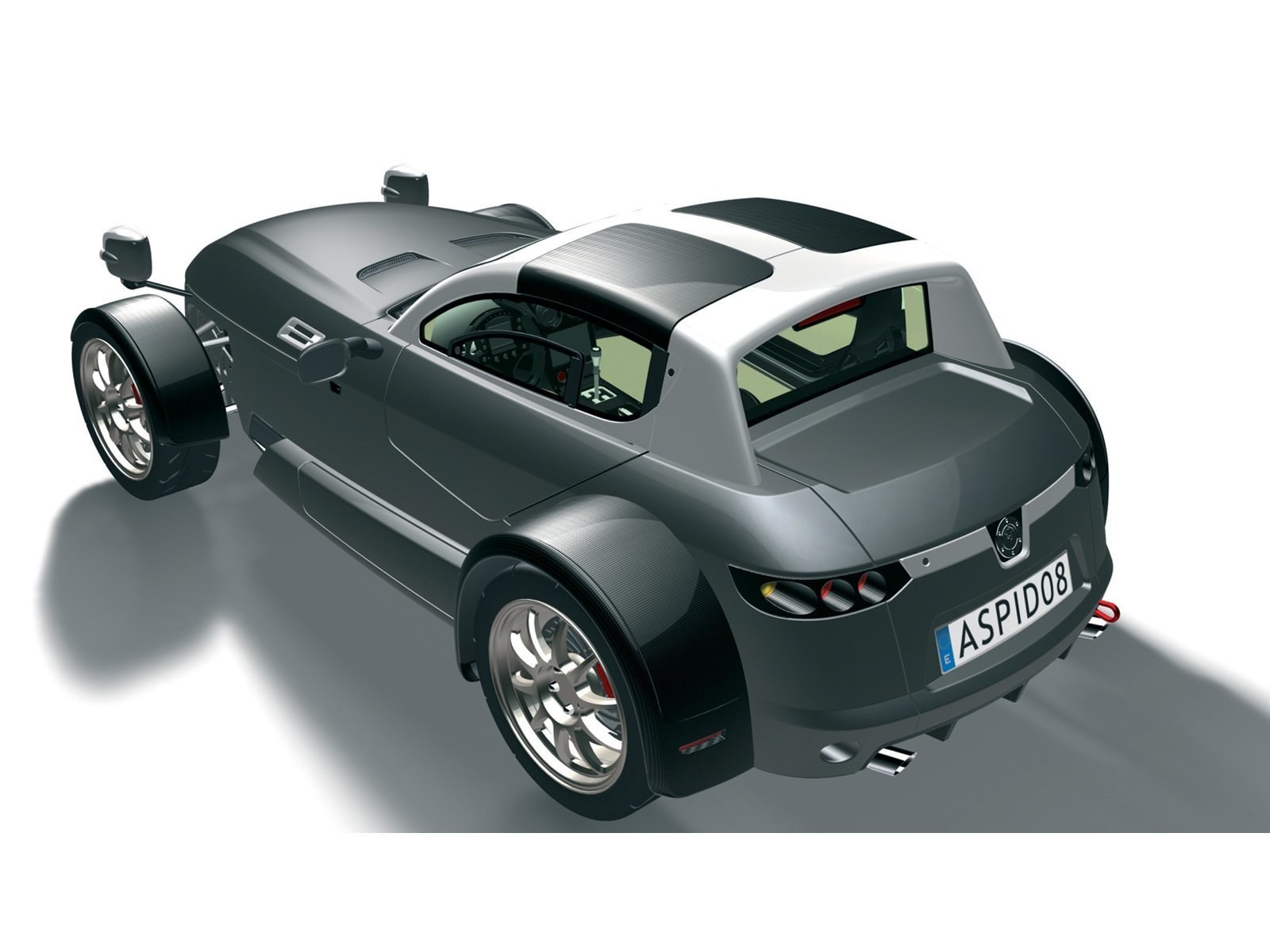 gray sports car from rear